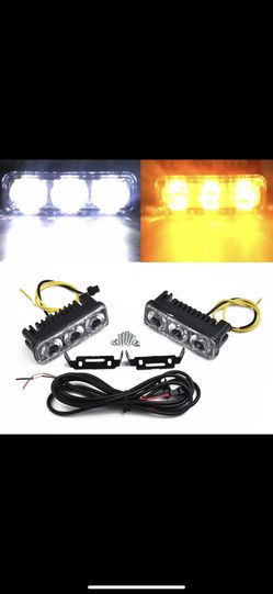 2pcs 12V Car Daytime Running Lights 3-LED White DRL Amber Turn Signal Front Fog Lamp SMD LED Car DRL Connection Cable Universal