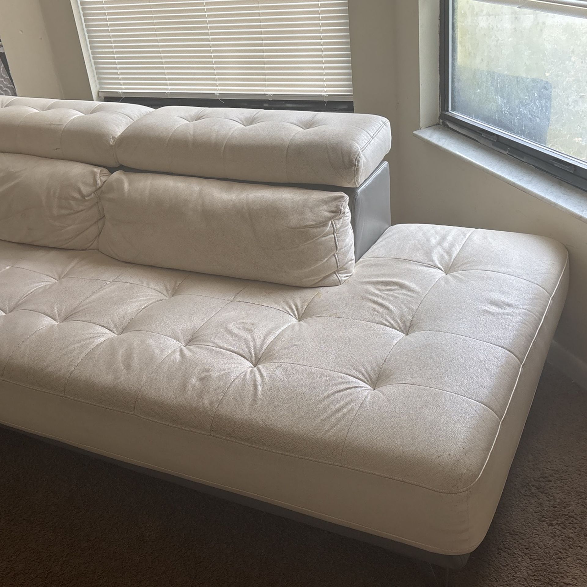 2 Leather Used Sofas White With Storage Arms 