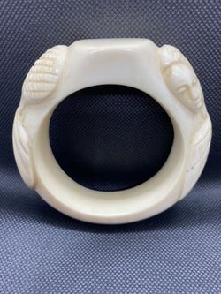 Vintage Old French Ivory Celluloid Carved Bracelet Bangle