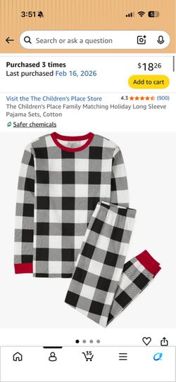 Brand New The Children's Place Family Matching Holiday Long Sleeve Pajama Sets, Cotton
