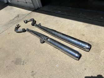 Original 1970s Yamaha RD400 Exhaust Set — OEM Two-Piece (Head Pipes + Mufflers) 1A1-14710 and -14720