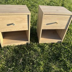Two Small Nightstands Pair Beige