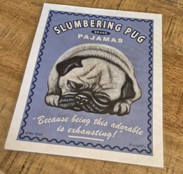 Retro Pets Pug Print "Slumbering Pug" Krista Brooks New