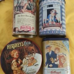 RETRO STYLE 4 TINS WITH LIDS