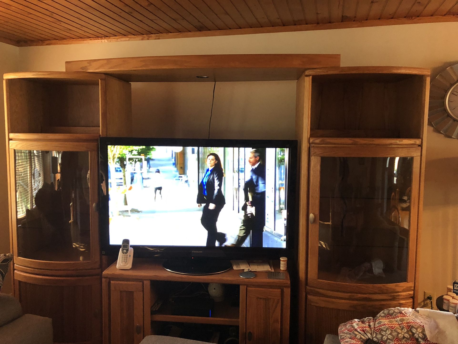 Solid Oak Entertainment Center 