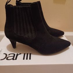 NEW! BARR III black Gore stretch Kitten Heel ankle boots booties 6M