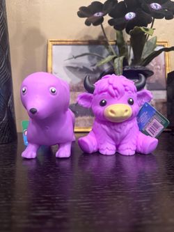 Purple dachshund and bull squishy