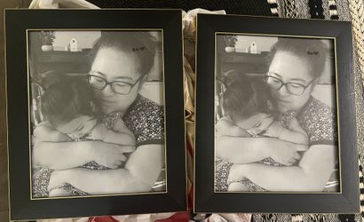 New 2- 8x10 black with gold trim picture frames