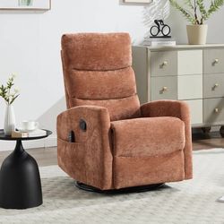 #67，#68 Heat Massage Manual Recliner Chair with Rocker and Swivel in Fabric for Living Room - Orange