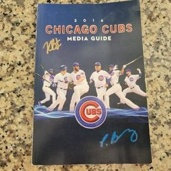 Autographed 2016 CHICAGO CUBS media guide Kris Bryant and Javier Baez