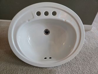 White Oval Drop-In Bathroom Sink