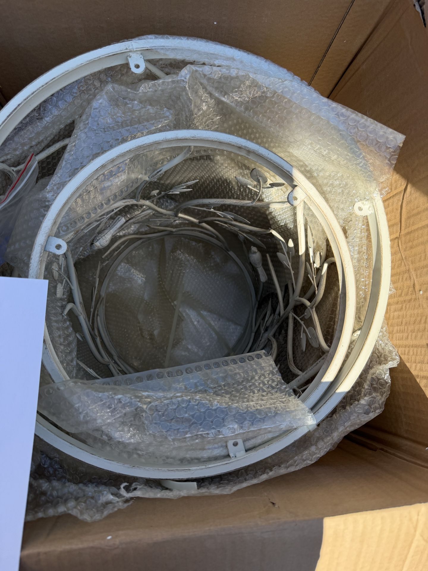 Metal Bird & Vine Accent Table with Glass Top – NEW (Open Box)