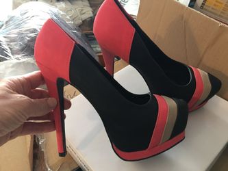 Women's black and pink platform high heel
