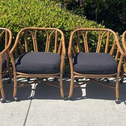 4 Vintage Rattan Ficks Reed Rolling Chairs