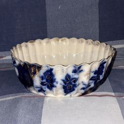 Antique 9 Inch Blue And White Bowl