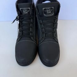 Indie Ridge Men's Black Leather Motorcycle boots The Knight 5.0 Ventilated Sz9