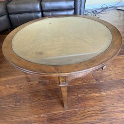 Wood Coffee Table With Glass Top