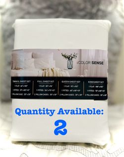 🛌NEW! Four-Piece, Cotton Rich White Sheet Set🛌