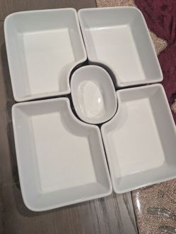 Vintage serving set with wooden tray
