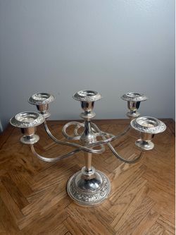 Vintage Mayell England Silver Plate 5 Arm Candelabra Hollywood Regency Rare