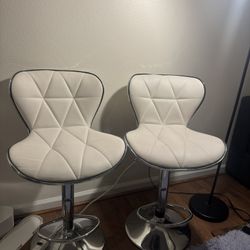  White Adjustable Bar Stools (Set of 2) – Great Condition!