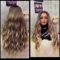 Human Hair Blended Lace Front Wig 