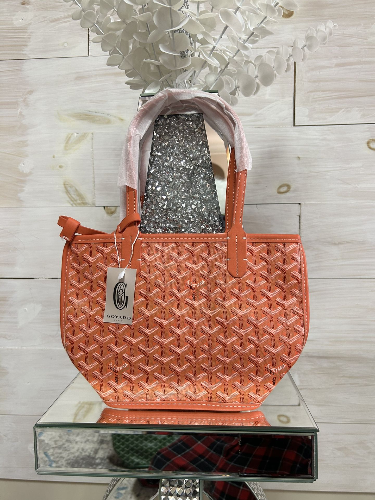 Goyard Orange Medium Tote Bag Canvas Leather with Pouch