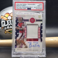 Brock Purdy 2022 National Treasures Stars Stripes PATCH AUTO  25 RPA PSA 9 (KG)