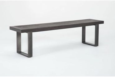 Brown Wood Dining Bench with Metal Base