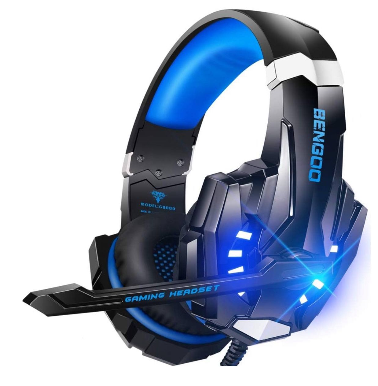 Brandnew G9000 Stereo Gaming Headset for PS4 PC Xbox One PS5 Controller, Noise Cancelling Over Ear Headphones with Mic, LED Light, 7.1 Surround Sound,
