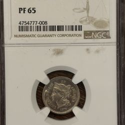 1872 Three-Cent Nickel (3CN) – NGC PF65 Proof – Beautiful Type Coin
