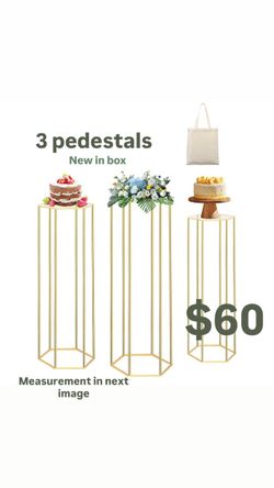Cylinder Pedestal Stands for Party 3PCS Gold Metal Plant Cylinder Stands Cake Flower Display Pedestal Stands Table for Party Plinth Pillars for Weddin