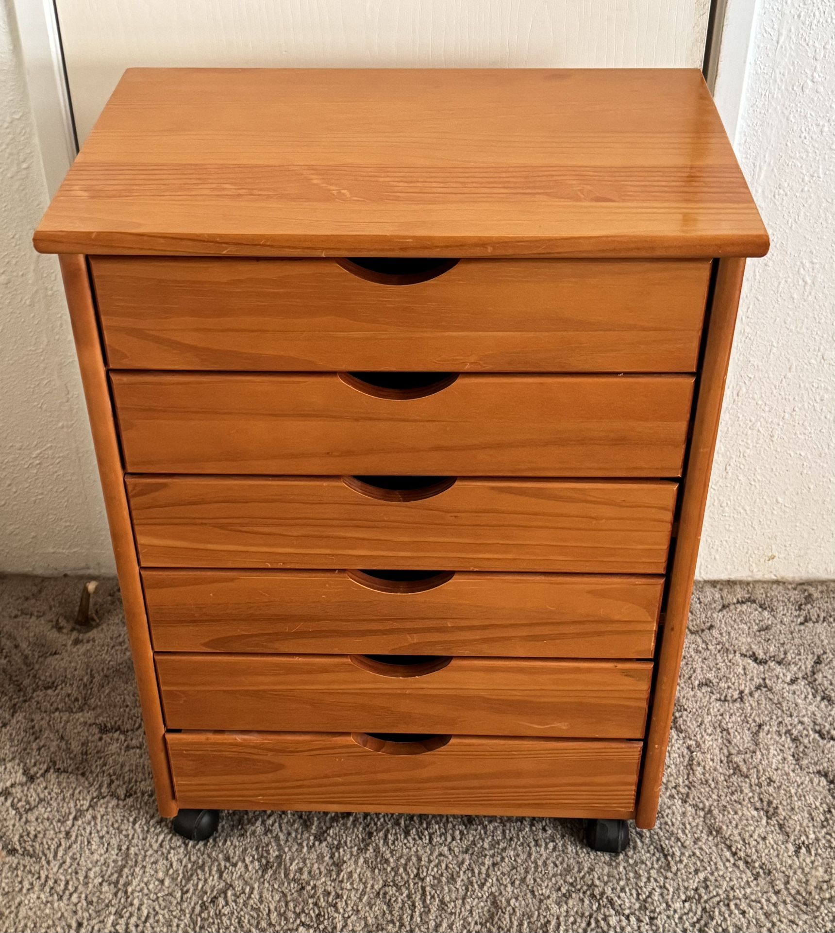 Like -New Wood Storage Organizer On Wheels
