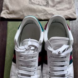 Gucci Embroidered Ace Bee White Sneakers 37