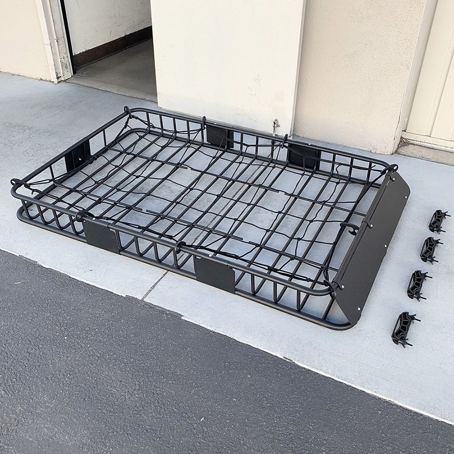 (New) $130 Universal Roof Rack Basket Set 64x39x6” Max 150Lbs Includes (Cargo Net)