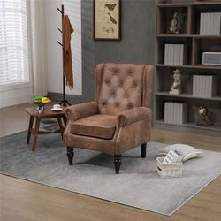 Armchair Sofa Chair - Brown Soft Fabric