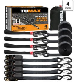 15 FT Ratchet Straps 4-PK 2000 lbs Heavy Duty Cargo Tie Down Straps