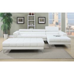 White Sectional Sofa - Ottoman Sold Separately 