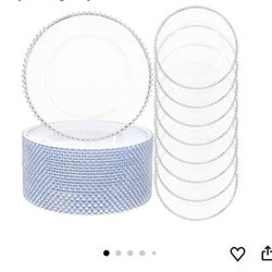 20pcs Clear and Silver plastic plates