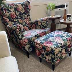 Ikea Two Wing Chairs + Ottoman 
