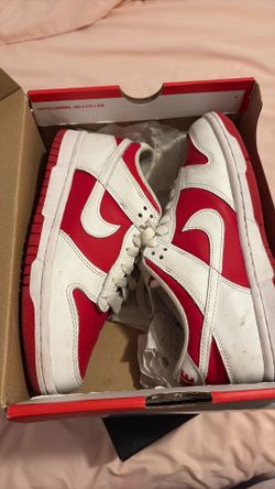Red and White Dunks Size 5Y