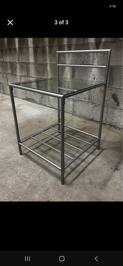 Metal and Glass Side Table with Bottom Shelf