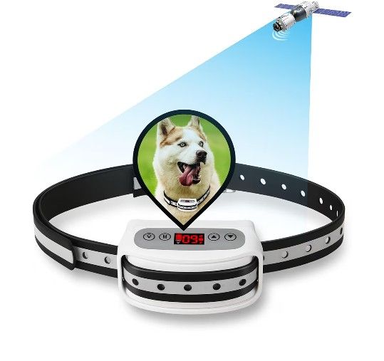 Electric GPS Wireless Dog Fence System, Pet Containment System with Waterproof and Rechargeable Training Collar Receiver for Dogs Pets Container Bound