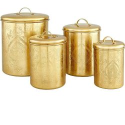 Old Dutch "Tangier Etched 4 Canisters, Gold, 