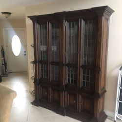 Heavy Antique Oak With Glass And Led 1900s Early 
