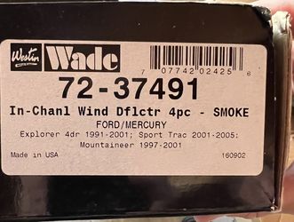 BRAND NEW In-Channel Wind Deflectors For Ford Explorer 4 dr 1, Ford Sport-Trac 2001-2005, Mercury Mountaineer 1 Smoke Color $60.00 Obo