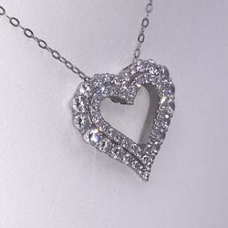 14K White Gold Heart Charm Necklace