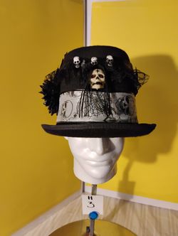 Halloween Hats Black Skull Floral