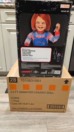 Halloween LIFESIZE 3.5 Foot Tall Animated Chucky Animatronic Halloween Decoration