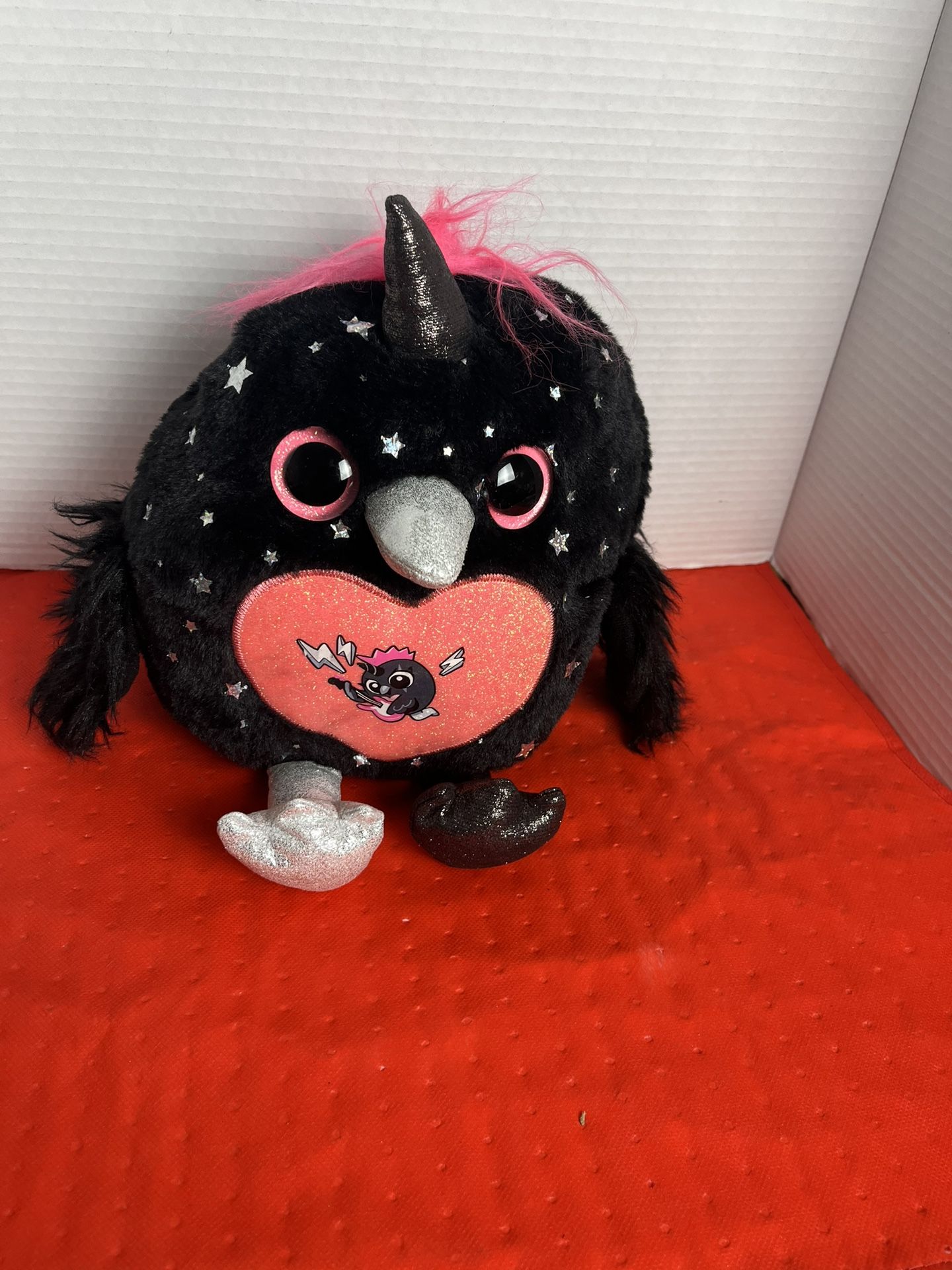 Zuru Rainbocorns Fairycorn Owl 11’’ Plush Black Hot Pink Silver Stars
